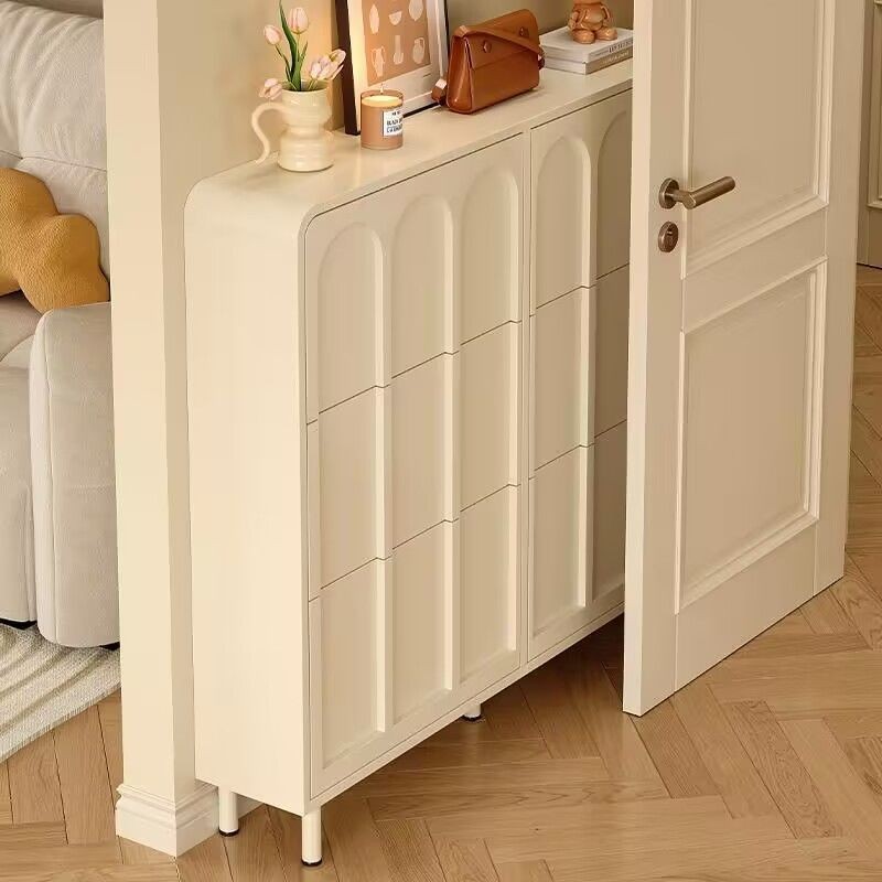 Shoe rack ikea outdoor A press to open the French cream wind ultra-thin ...