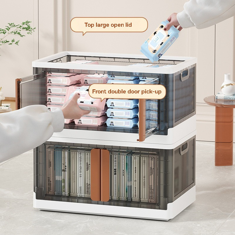 Collapsible Multi Layer Storage Box Transparent Foldable Cabinet For ...