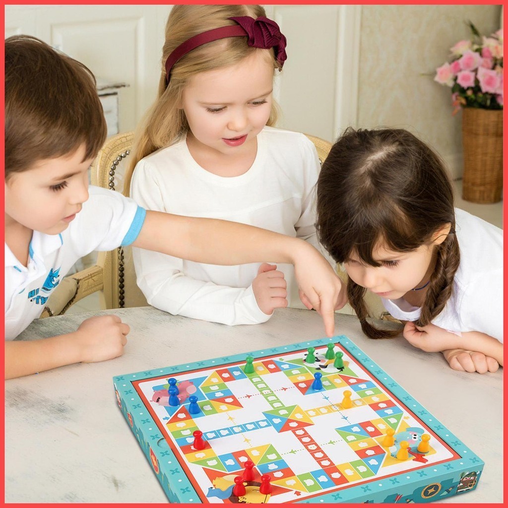 Chess and Checkers Game Set Educational Math Learning Board Game Snakes ...