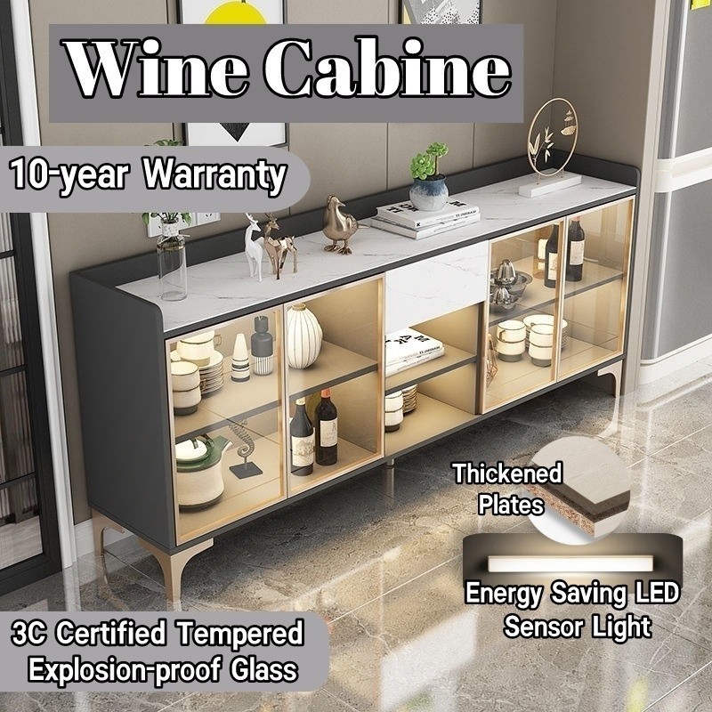 【With Led Light】kitchen Cabinet Wine Cabinet Display Cabinet Storage ... - Led Kitchen Wine Display With Led Lighting