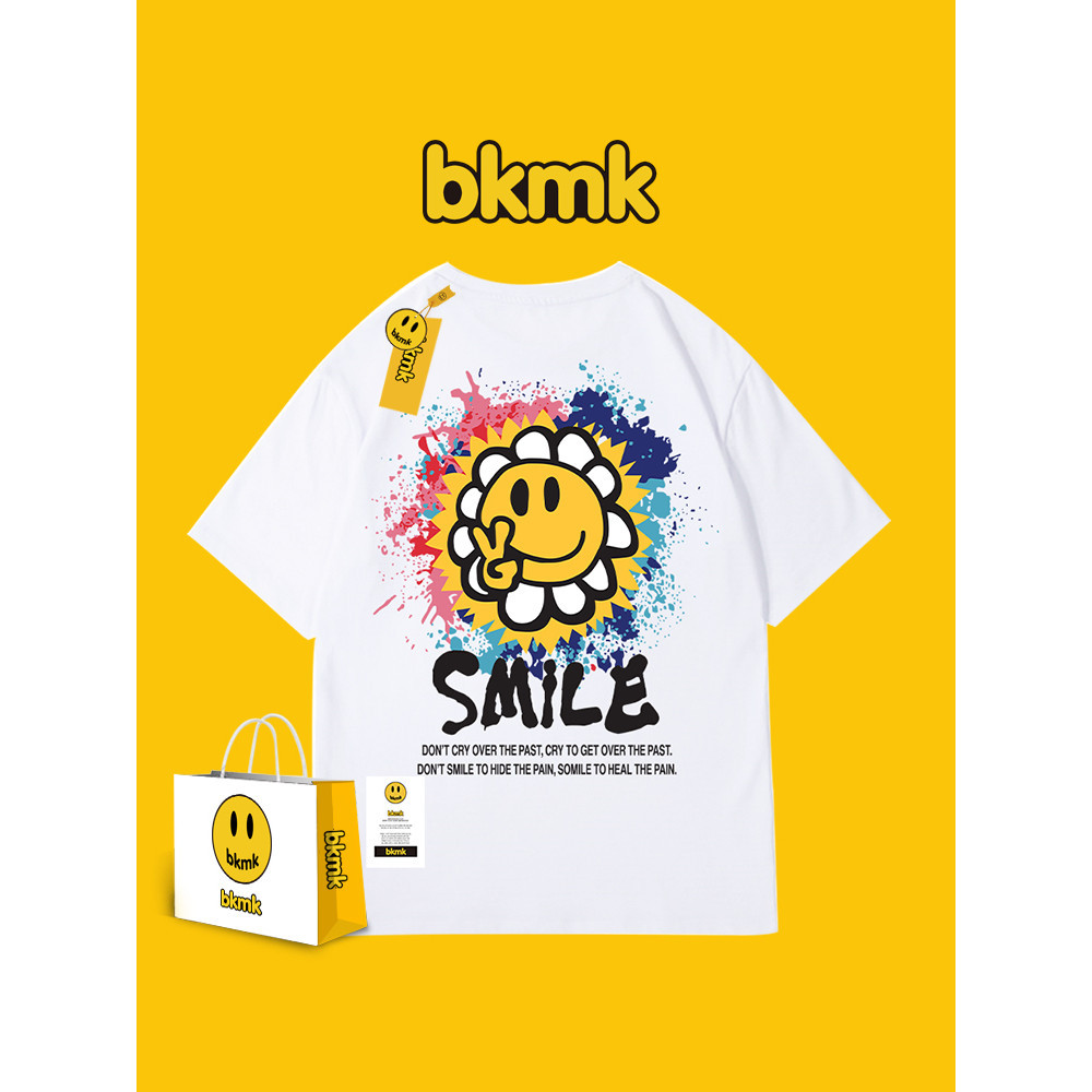 Bkmk Sunflower Smiley Face Couple Short-Sleeved Men's T-Shirt Street ...