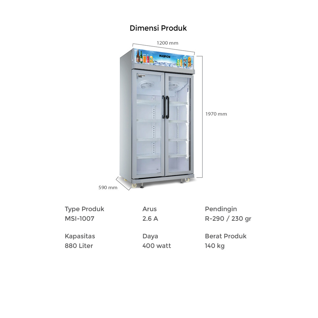 Maspion Lemari Pendingin Showcase 880 Liter MSI-1007 - Gambar 2