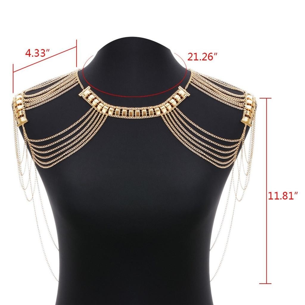 [Kesoto3] Shoulders Body Chain Gold Metal Two Fashion Jewelry Bib ...
