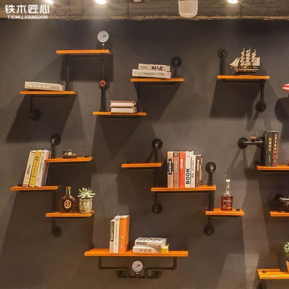 Industrial Style Iron Wall Storage Rack Vintage Ornament Wall Hanging ...