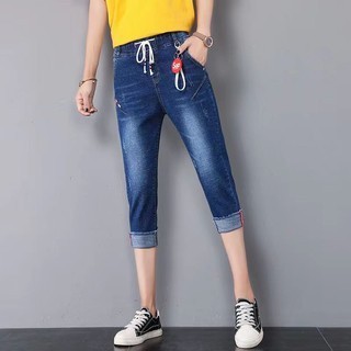 Women's jeans 2023 summer Korean version of the elastic high waist ...