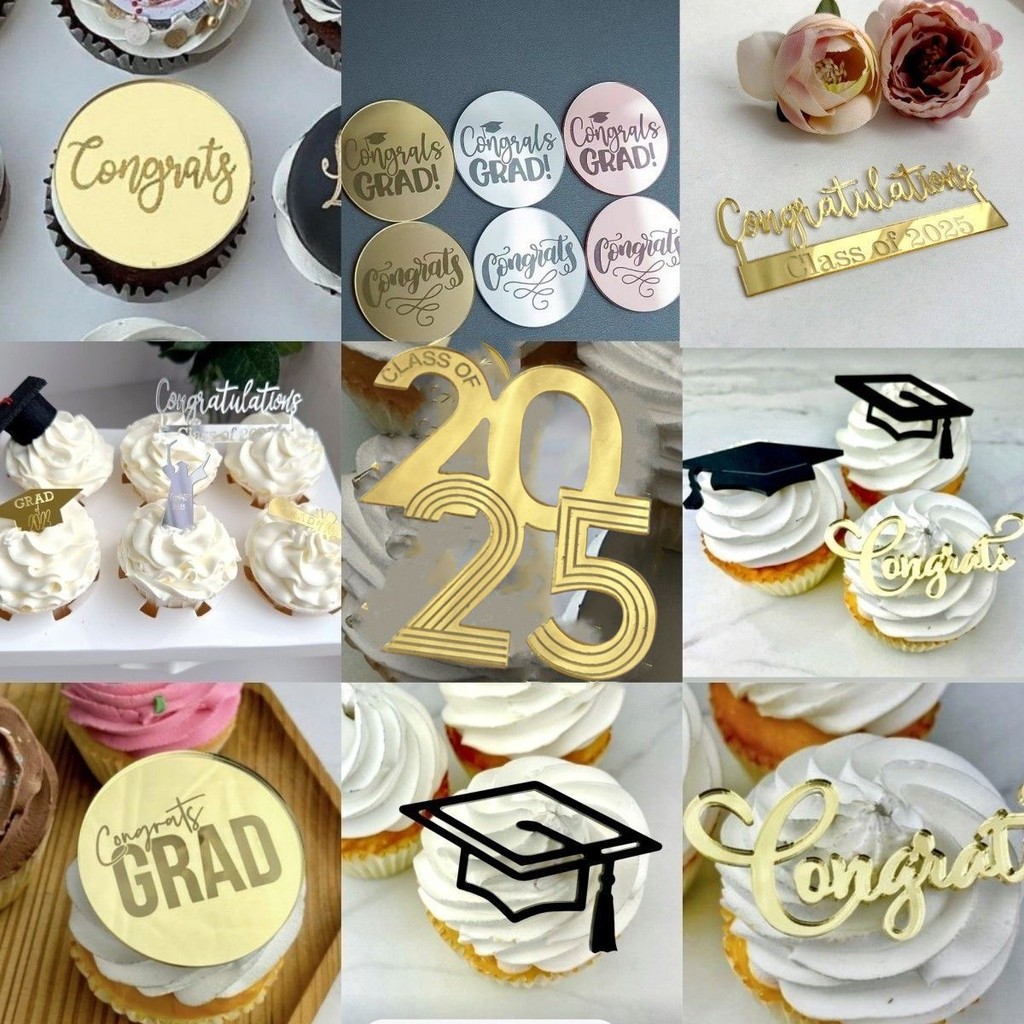 Ins Style Graduation Season Marking Acrylic Cupcake Toppers Round — free download