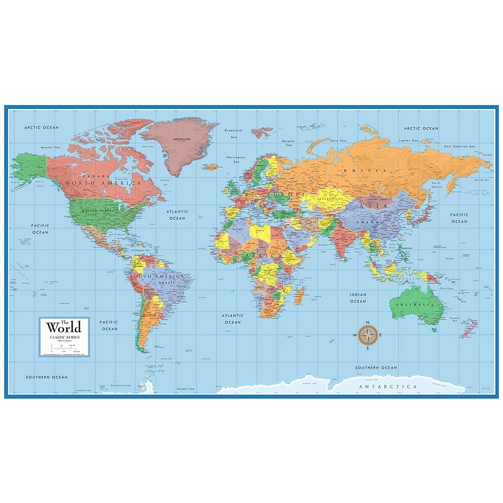 Hot World Classic Elite Wall Map Mural Poster Inspire 0311 | Shopee ...