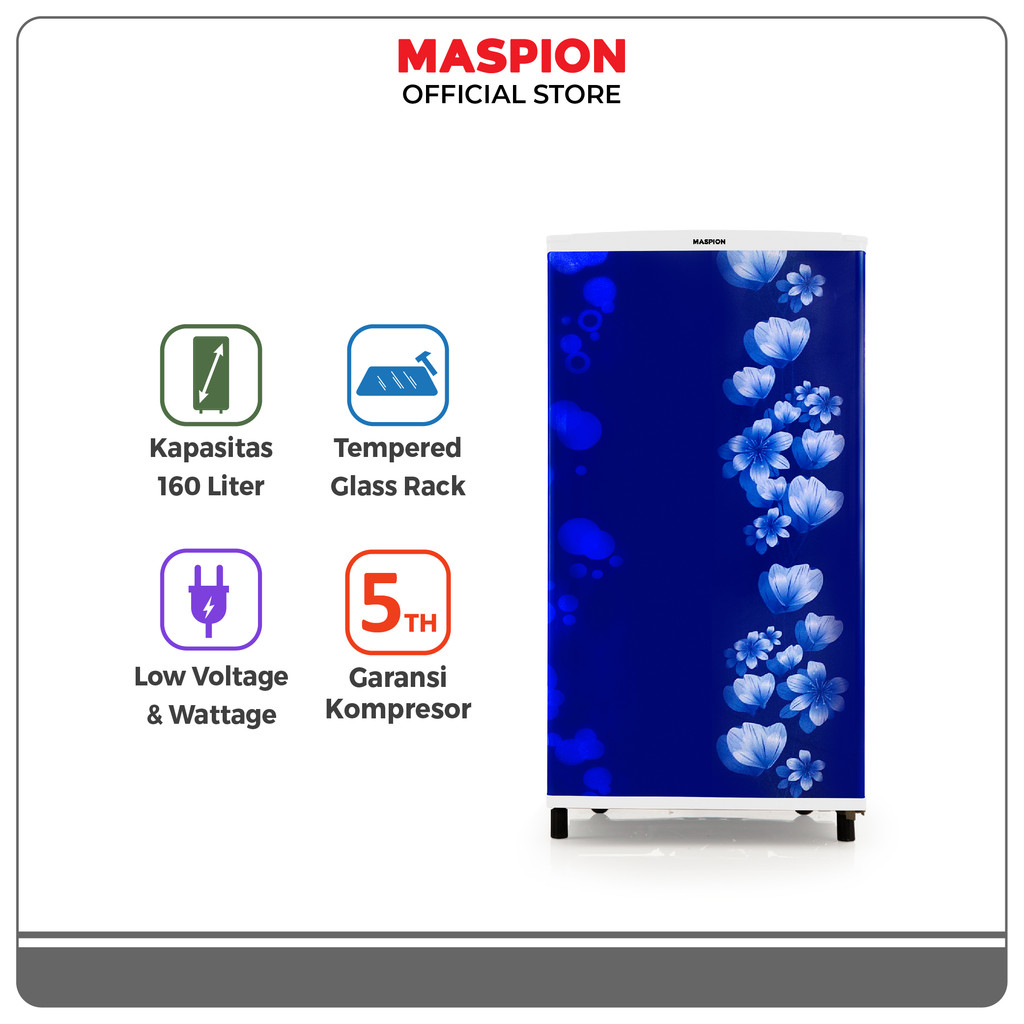 Maspion Kulkas Refrigerator Lemari ES 168 Liter URG-168 FM BP