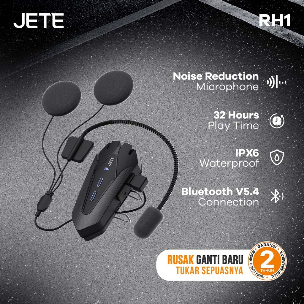 JETE Helmet Headset Bluetooth RH1 IPX6 Helm Motor NOT Intercom with Microphone BT 5.4 - Garansi 2Th - Gambar 2