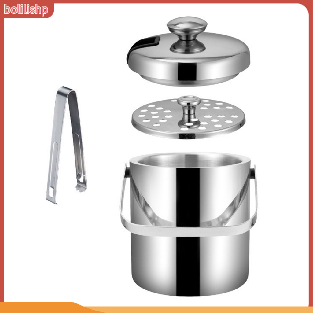 {bolilishp} Bar Ice Bucket Stainless Steel Double Layer Ice Bucket with