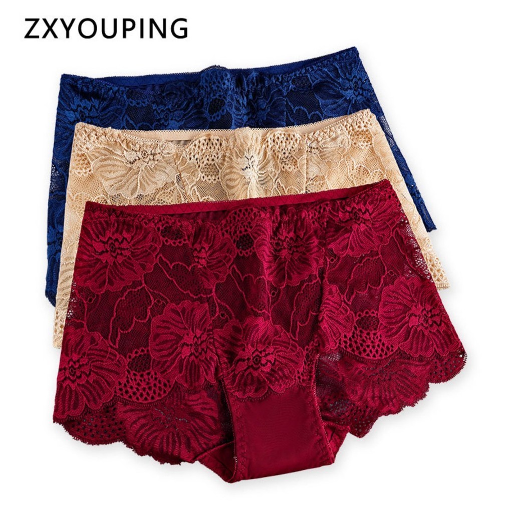 ZXYOUPING L-XXL High Waist Sexy Women Panties Full Lace Hollow Seamless ...
