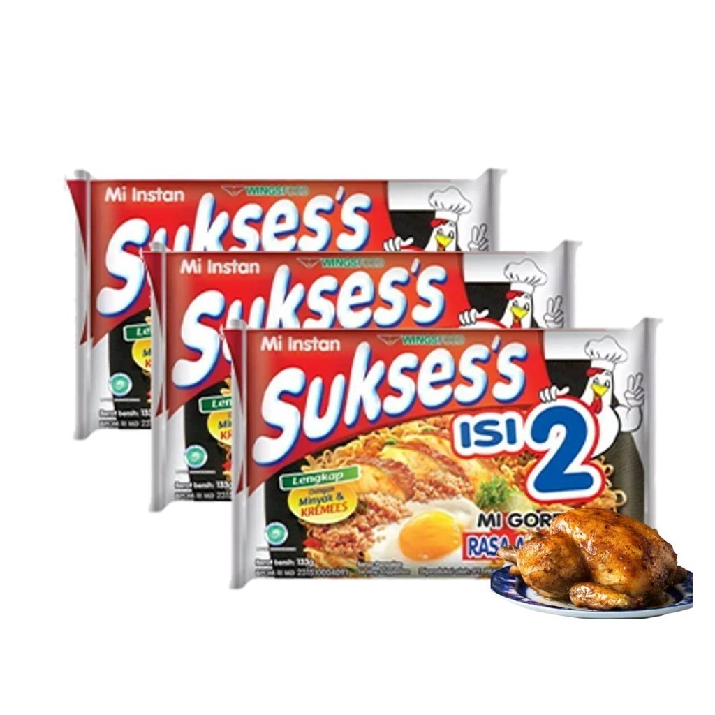 Suksess Mie Instan Goreng Ayam Kremes Bag 133 gr x3 - Gambar 2