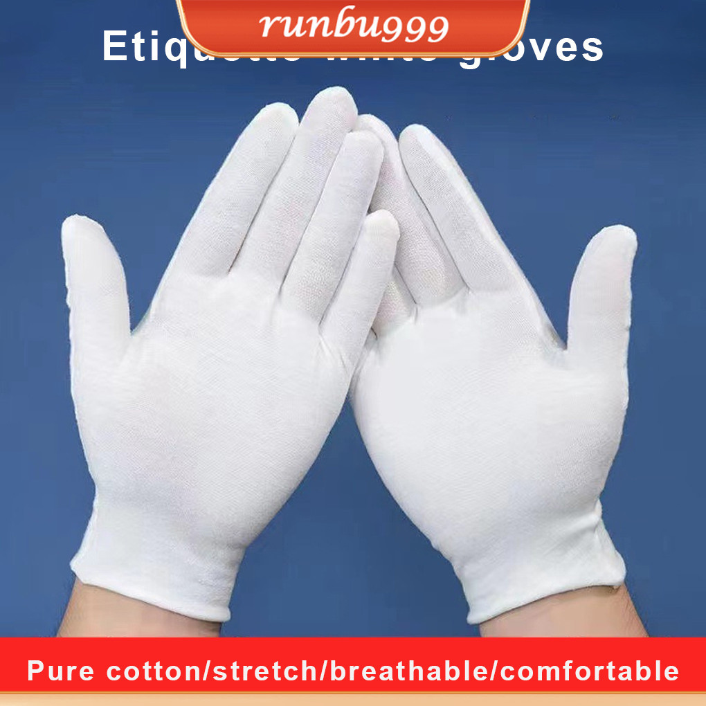 1/2/3 12 Pairs White Cotton Gloves Unisex Soft Working Mitten