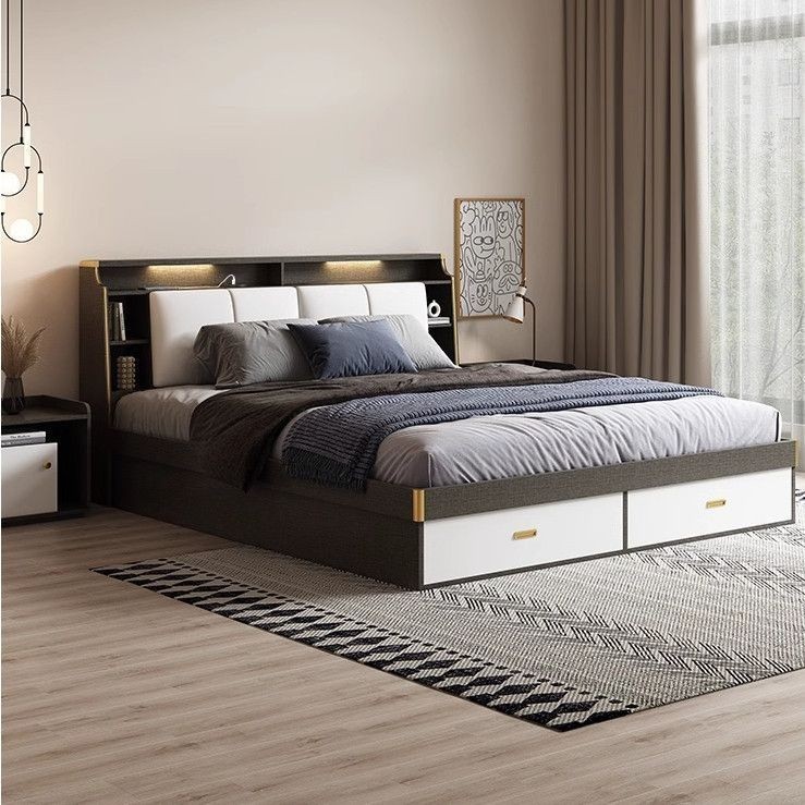 [SG SELLER ] New-style Storage Bed Frame Solid Wood Bed Frame With ...