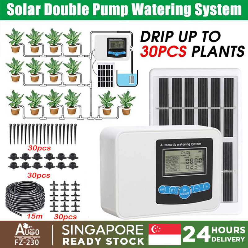 Smart Solar-Powered Dual Pump Garden Drip Irrigation System with ...