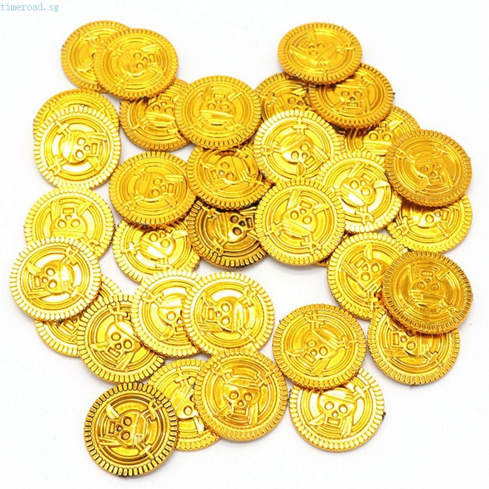 TIMEROAD Pirate Gold Coins, Plastic Gold Sliver Fake Gold Treasure ...
