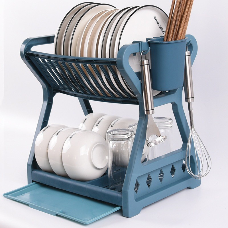 Limited 2-Tier Plastic Dish Rack Dish Drying Container | Shopee Singapore