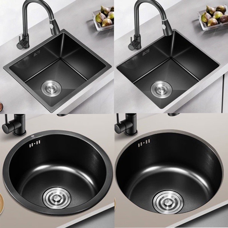 Black Sink Nano Handmade Sink Kitchen Bar Counter Small 304 Stainless ...