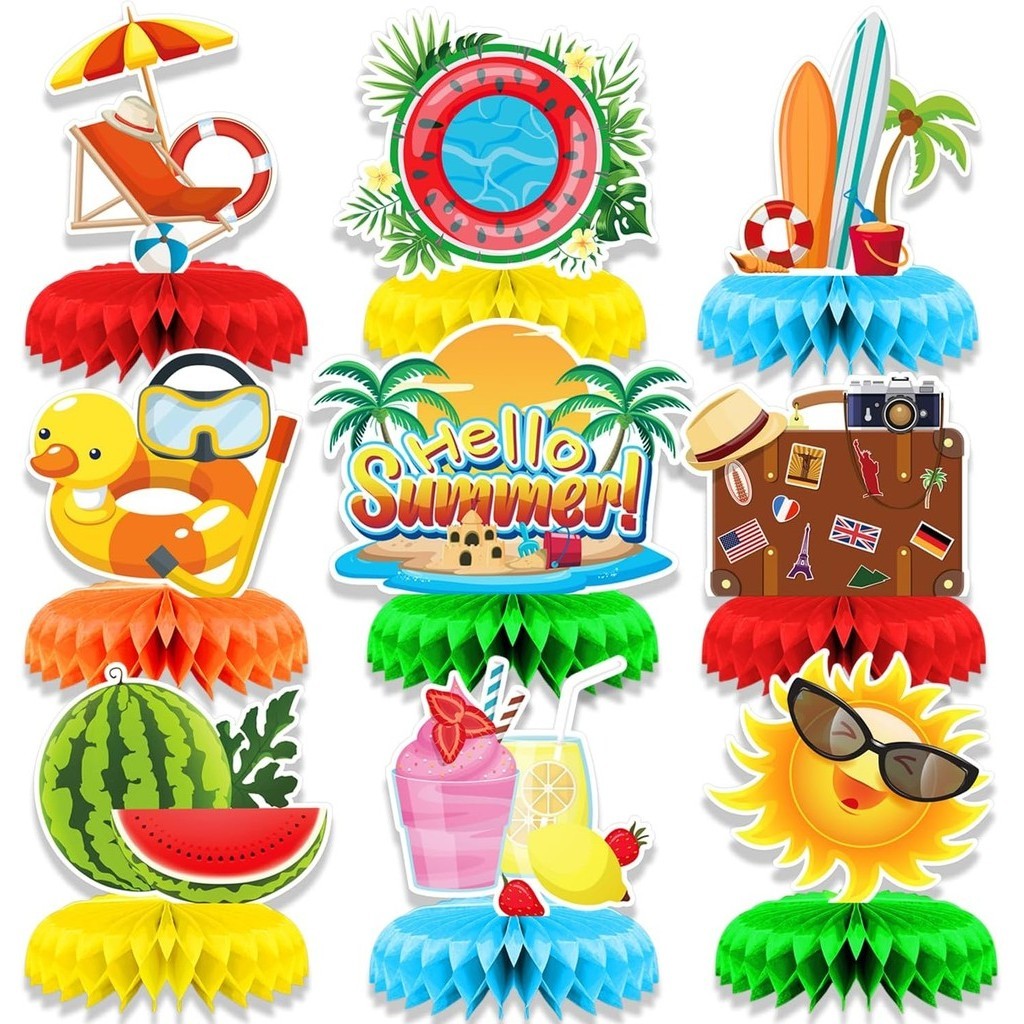 9 PCS Summer Party Decorations, Hello Summer Party Decorations, Hello ...