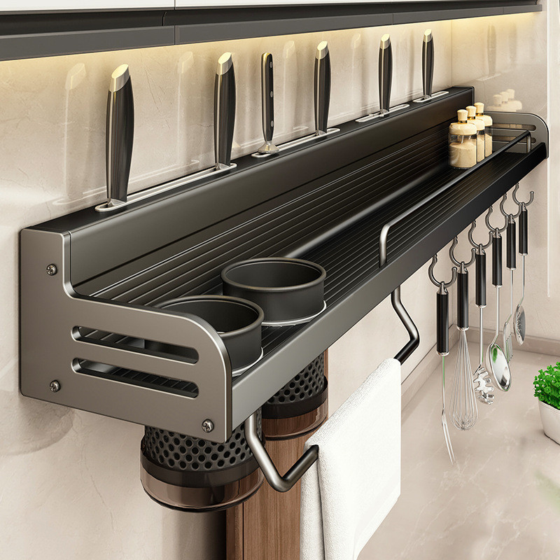 Kitchen Organizer Shelf Wall-mounted Spice Storage Rack Kitchen Knife ...