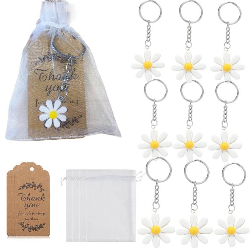 30pcs Daisy Party Favors Include Daisy Keychains with Organza Bags ...