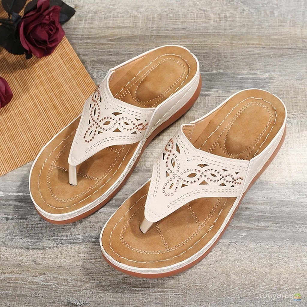 Women Summer Women Flat Sandals Thick Sole Rubber Outdoor Flip-flops ...