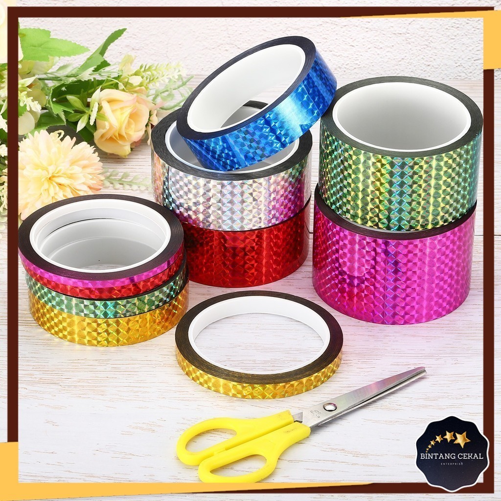 BC Wrapping Laser Tape Gold Silver Red Green Shiny Colour Container ...