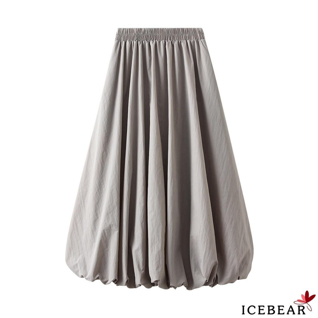 ICE-Women´s Balloon Long Skirts Elegant High Waist Solid Color A