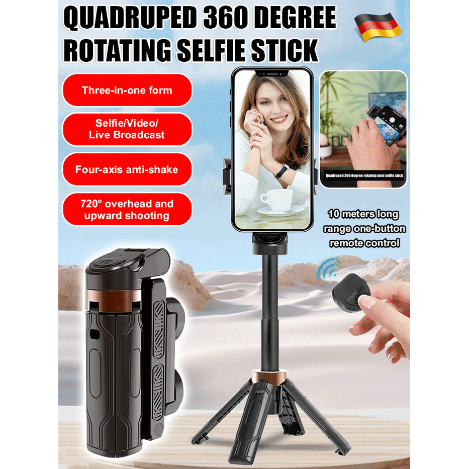 Quadruped 360°Degree Rotating Mini Selfie Stick/Portable Telescopic ...