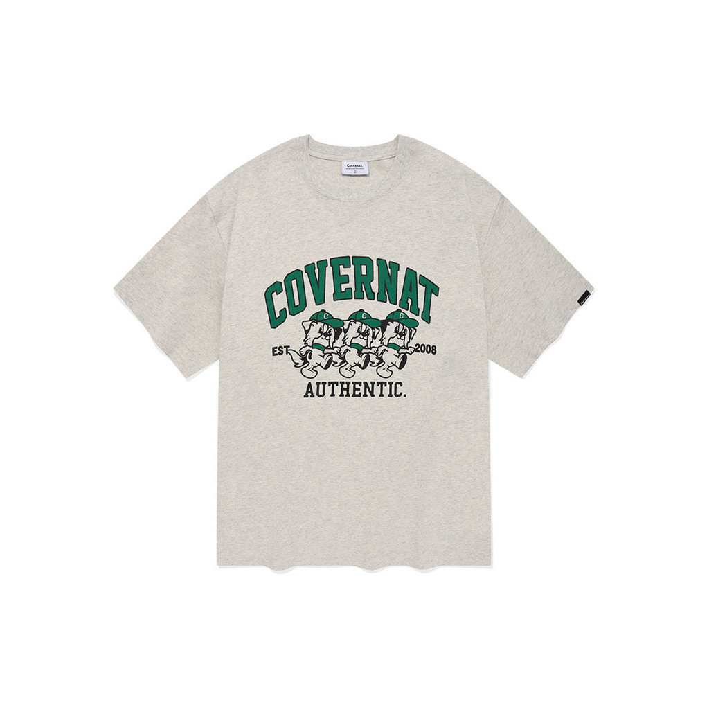 ★COVERNAT★ Border Collie Trio T-Shirt Oatmeal Grey Marl Border Collie COVERNAT] BORDER COLLIE TRIO GRAPHIC