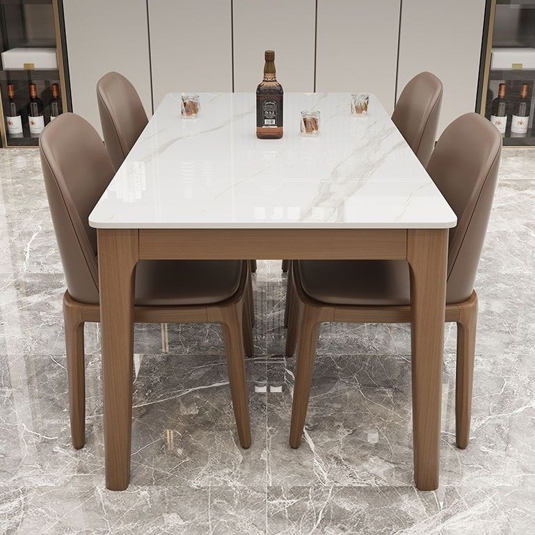 Nordic Stone Plate Dining Tables and Chairs Set Modern Minimalist Solid ...