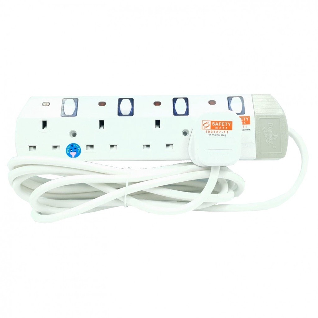 Portable Socket Outlet 4 Ways or 3 Ways 3 Meter With Singapore Safety ...