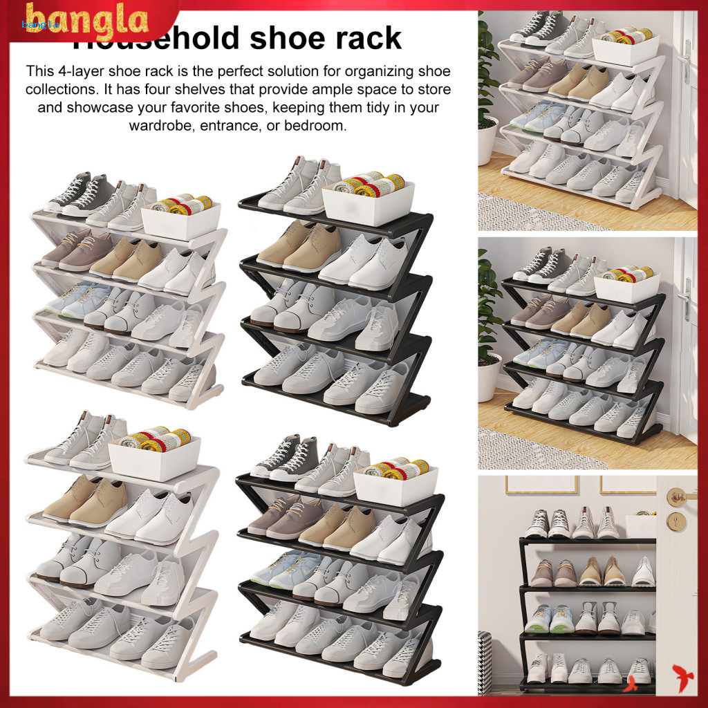 bangla| Easy Assembly Shoe Rack Space-saving Shoe Rack 4-tier Shoe ...