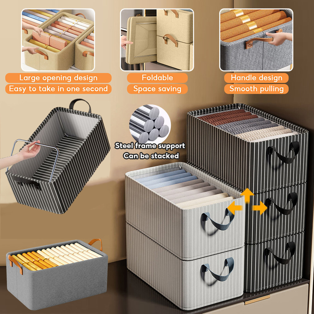 25L Foldable Storage with Steel Frame Support Box Closet Clothes ...