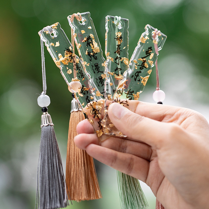 Acrylic Gold Bookmark with Chinese Style Text Theme Student Reading ...