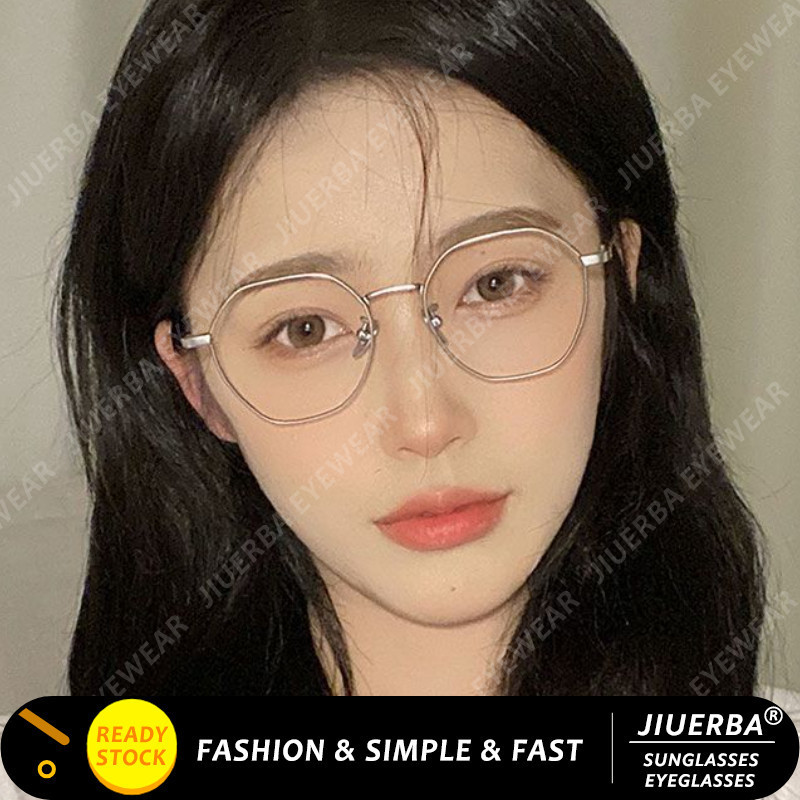 Jiuerba Polygonal Metal Small Frame Anti Blue Light Eyeglasses For