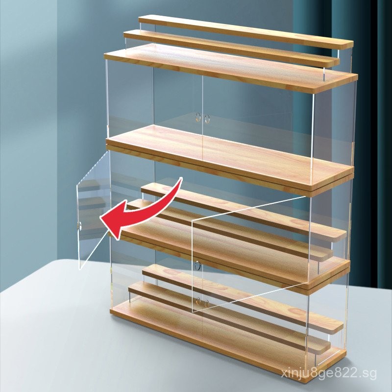 Original Wood Figurine Display Box Blind Box Storage Display Stand Pop ...
