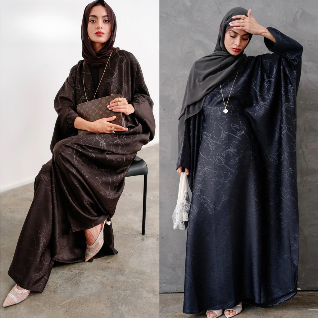 3D Jacquard Satin Abaya Dress #25010