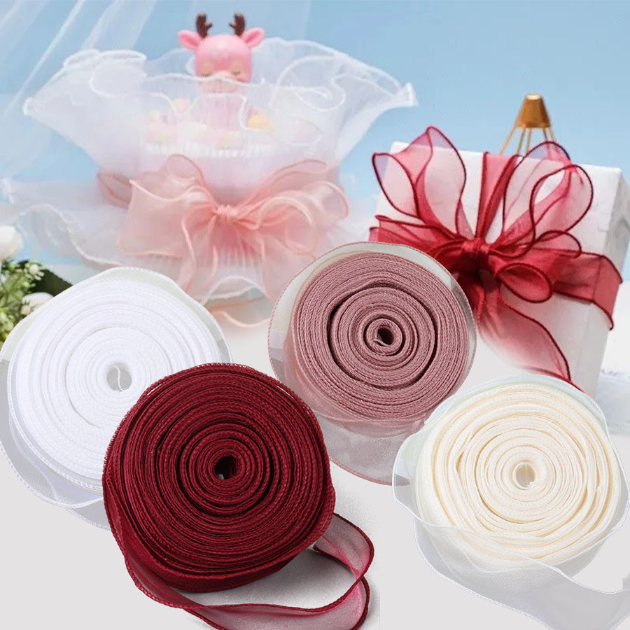50Yards Fishtail Yarn Ribbons Wave Edge Organza Lace Diy Bouquet ...
