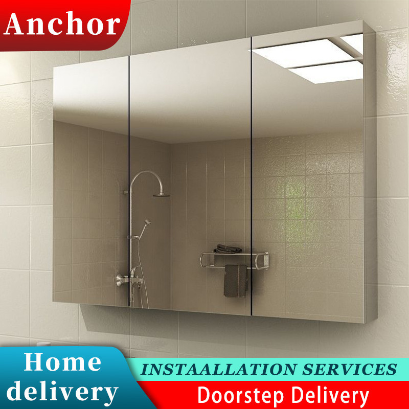 Mirror Cabinet Stainless Steel Bathroom Mirror Cabinet Shelf Storage ...