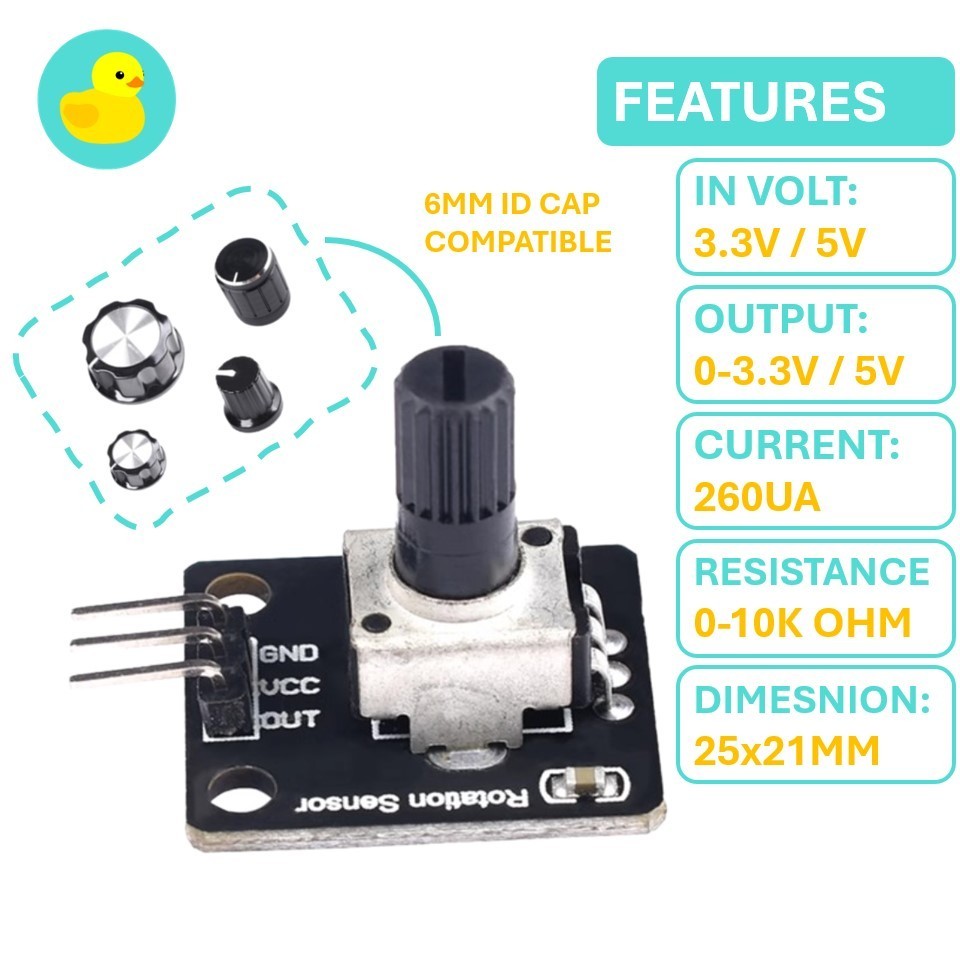Rotation Angle Sensor With Variable Resistor Potentiometer | Shopee ...