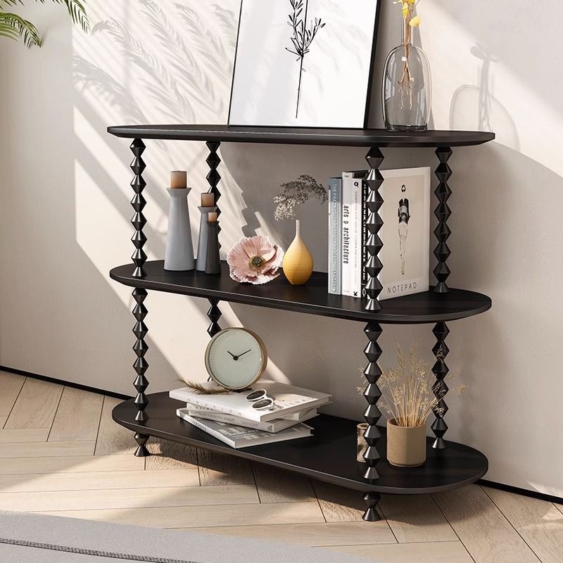 French Style Display Rack Living Room Retro Storage Bookcase Solid Wood ...
