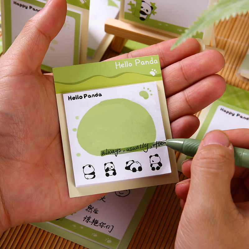 30 Sheets Cartoon Panda Pattern Sticky Notes Student Portable Mini Memo ...
