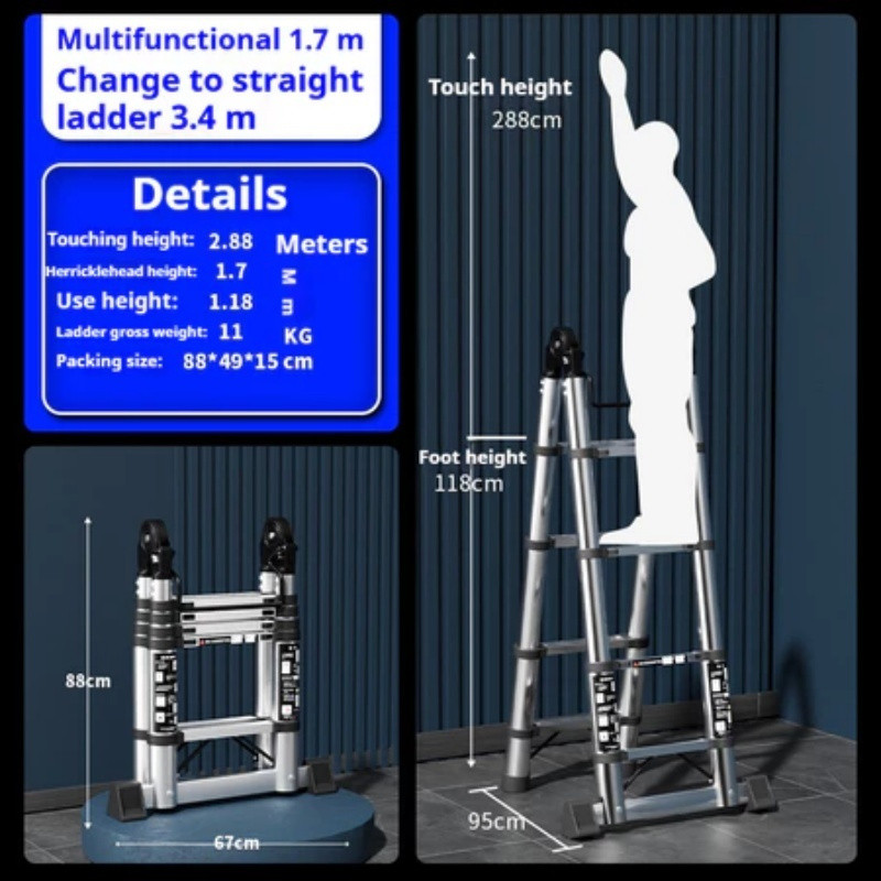 NEW【 Lowest price 】 Ladder Stainless Steel Telescopic Ladder Multi ...