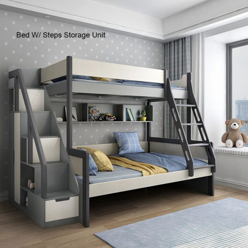 Children's bed with storage space, simple children's bunk bed, solid ...