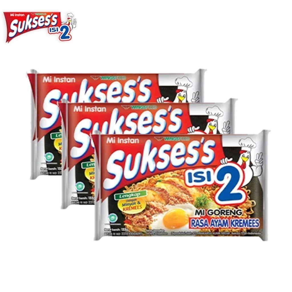 Suksess Mie Instan Goreng Ayam Kremes Bag 133 gr x3 - Gambar 3