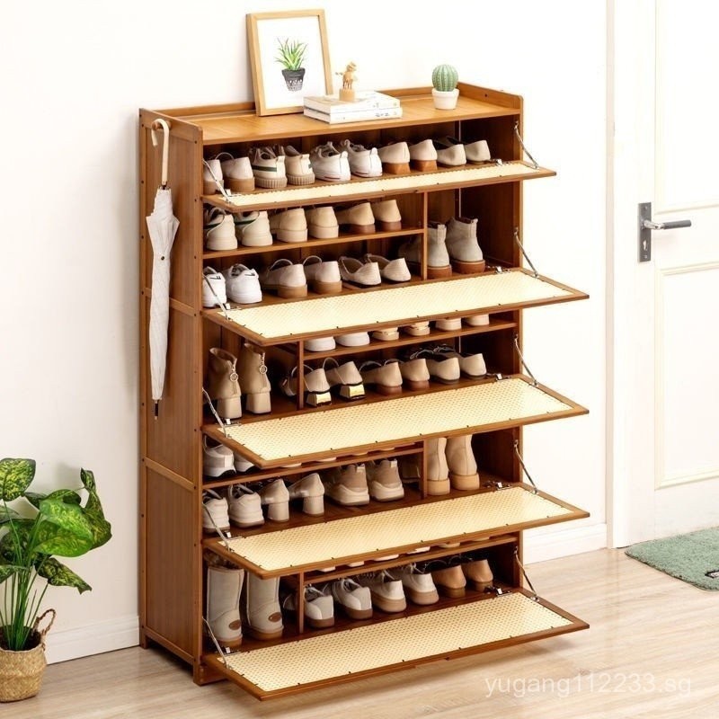 Rattan Bamboo Shoe Cabinet Deodorant Breathable Shoe Rack ...