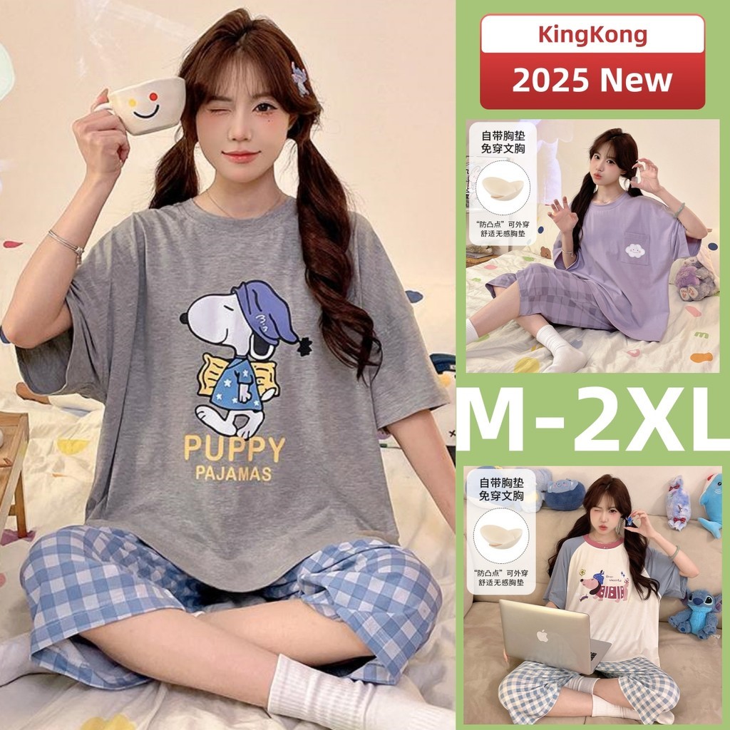 Padded Pyjamas Women Modal Cotton Pajamas Set Short Sleeve 3/4 Length ...
