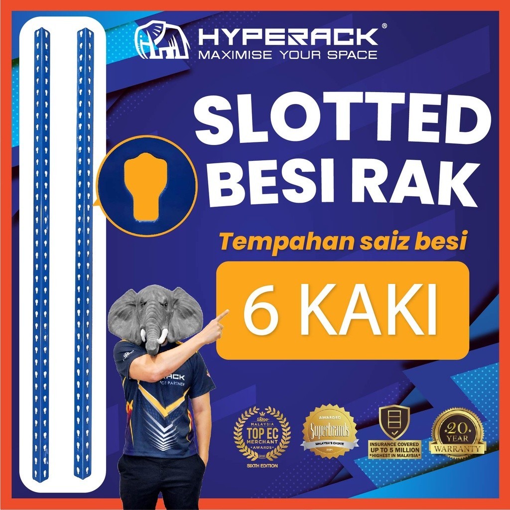 SUPERACK [High Quality] Rak Besi Slotted Angle Bar Upright 6 kaki ...