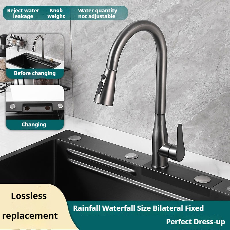 Kitchen sink faucet pullout hot cold waterfall tap replacement